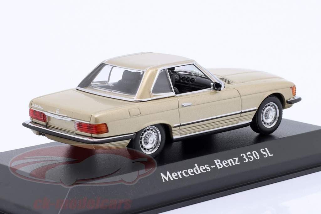 Mercedes-Benz 350SL Cabriolet Hardtop Byggeår 1974 guld 1:43 Minichamps
