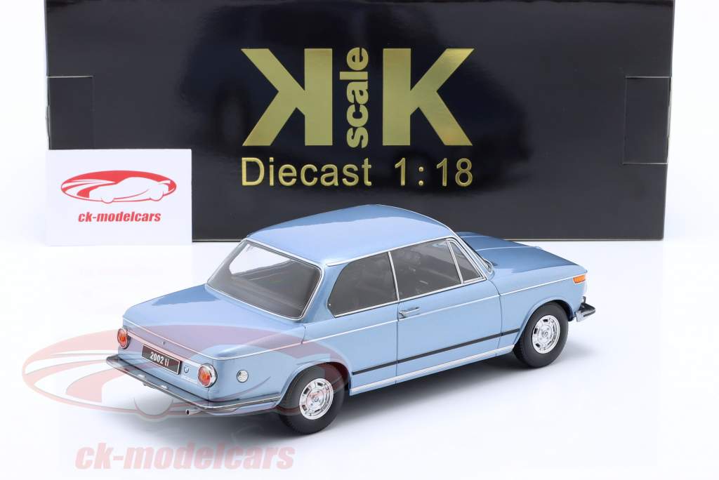 BMW 2002 ti série 1 Année de construction 1971 Bleu clair métallique 1:18 KK-Scale