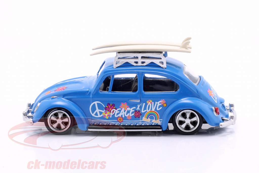 Volkswagen VW 甲虫 Surfer 建設年 1950 青 と 装飾 1:64 Schuco
