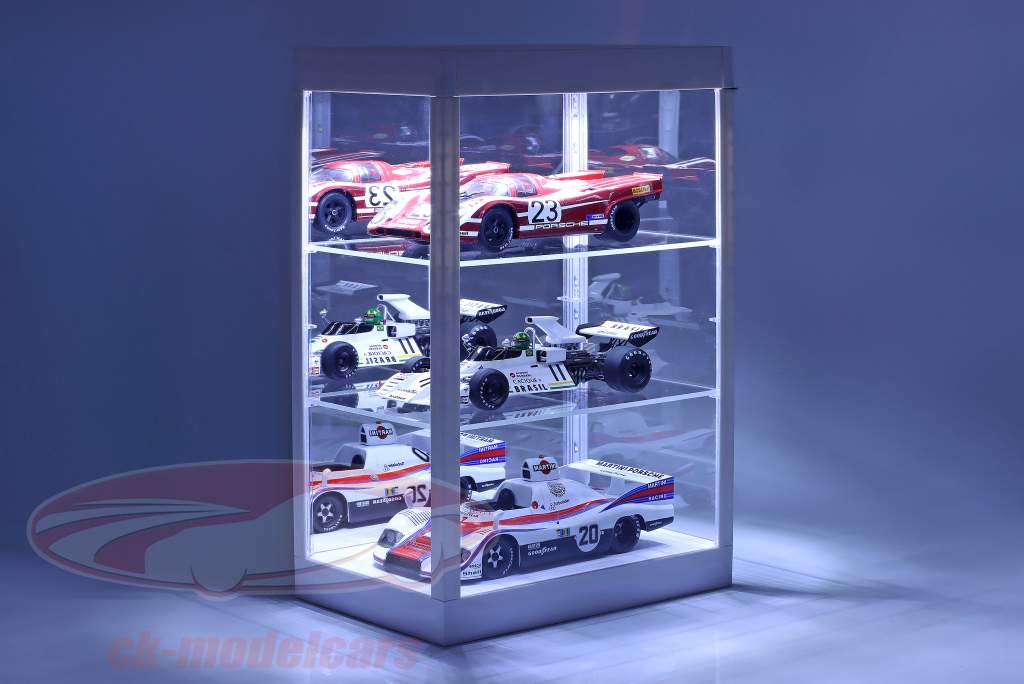 Single showcase with LED lighting and Mirror for scale 1:18, 1:24, 1:43 white Triple9