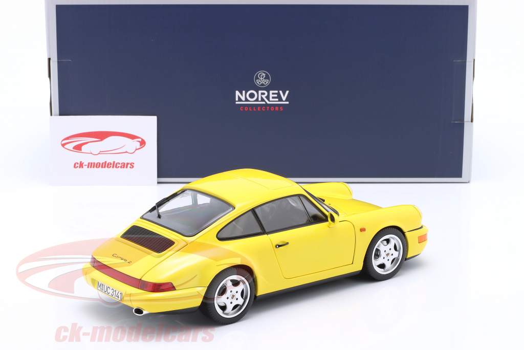 Porsche 911 (964) Carrera 2 Byggeår 1990 gul 1:18 Norev