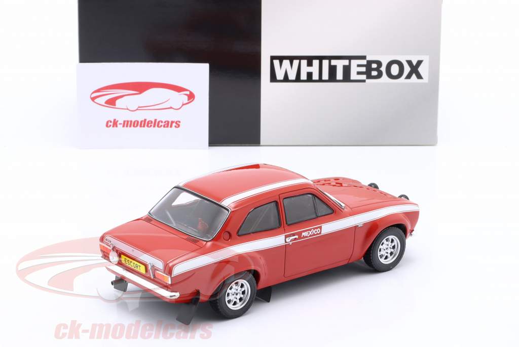 Ford Escort MK1 RS 1600 Mexiko Anno di costruzione 1970 rosso / bianco 1:24 WhiteBox