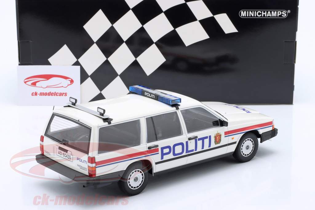Volvo 740 GL Break 建设年份 1986 警察 挪威 1:18 Minichamps