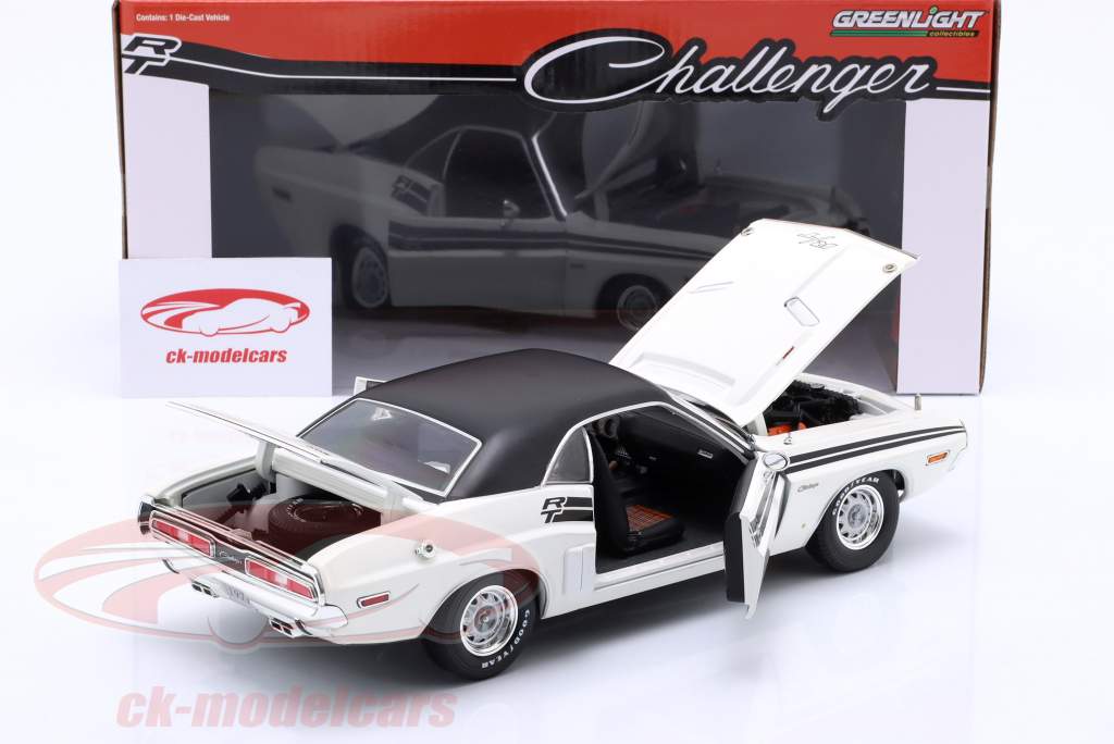 Dodge Challenger R/T Ano de construção 1971 branco / preto 1:18 Greenlight