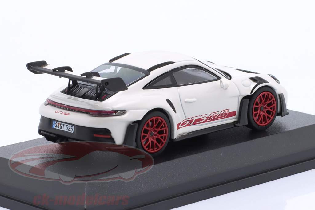 Porsche 911 (992) GT3 RS Bouwjaar 2022 wit / rood 1:64 Minichamps / Tarmac Works