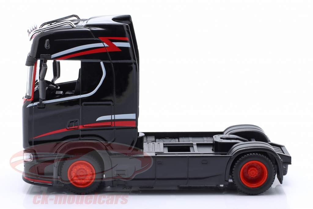 Scania S730 Highline Cab Sattelzugmaschine schwarz mit Dekor 1:43 Bburago