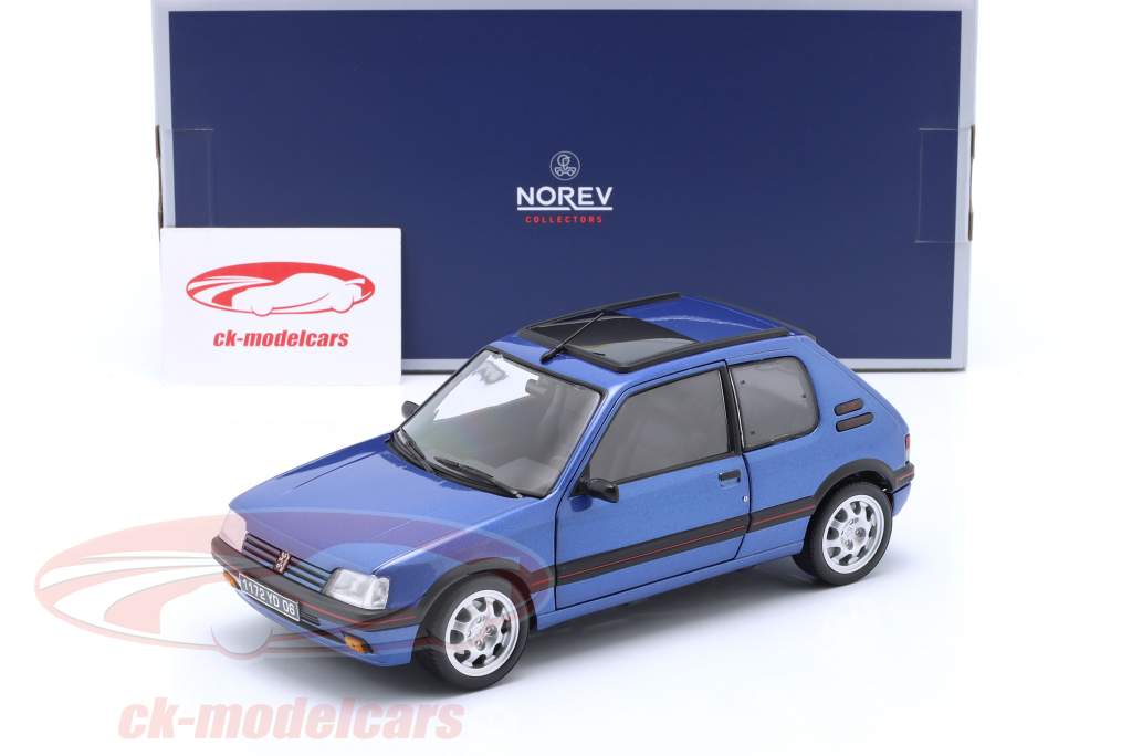 Peugeot 205 GTI 1.9 year 1991 Miami blue 1:18 Norev