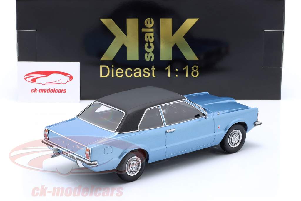 Ford Taunus GT Limousine Año de construcción 1971 azul metálico / negro mate 1:18 KK-Scale