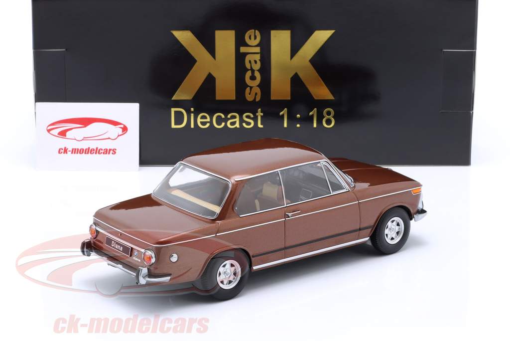 BMW 2002 ti Diana Bouwjaar 1970 bruin metalen 1:18 KK-Scale