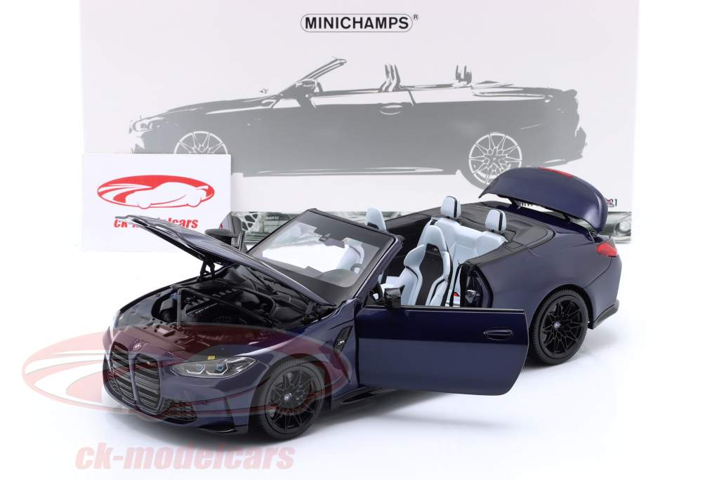 BMW M4 敞篷车 (G83) 建设年份 2021 深蓝 金属的 1:18 Minichamps