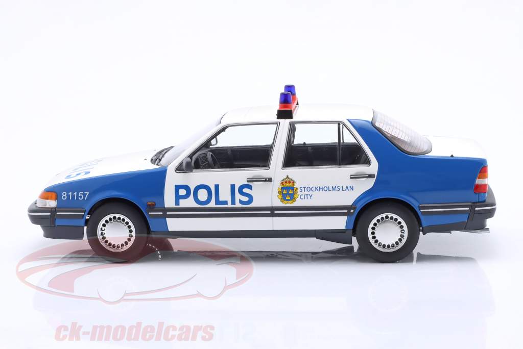 Saab 9000 CD Turbo year 1990 Sweden police blue / white 1:18 Triple9