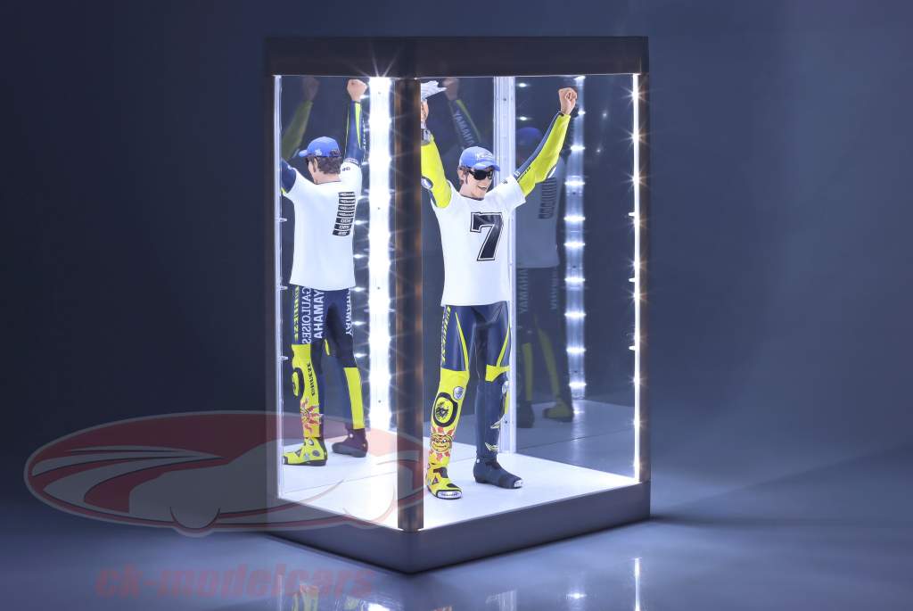 Einzelvitrine mit LED-Beleuchtung und Spiegel für Figuren Maßstab 1:6 weiß Triple9