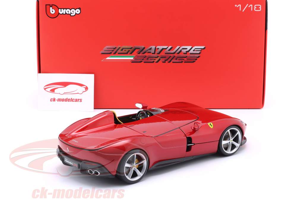 Ferrari Monza SP1 Año de construcción 2019 rojo metálico 1:18 Bburago Signature