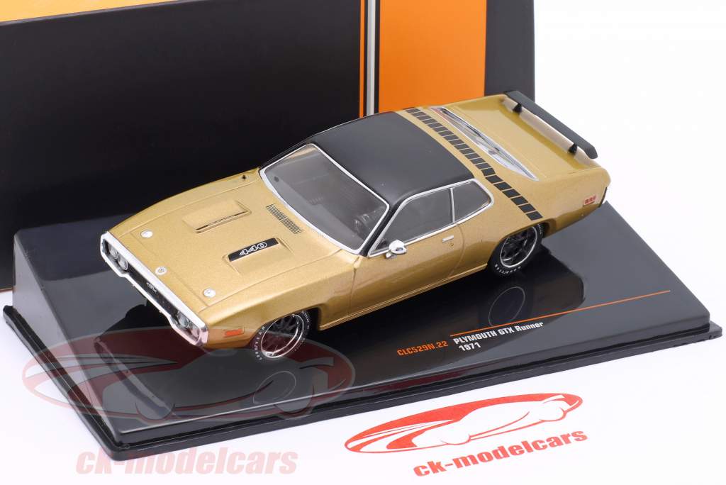 Plymouth GTX Runner Anno di costruzione 1971 oro metallico 1:43 Ixo