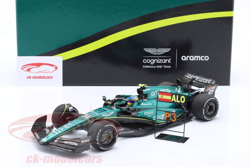 F. Alonso Aston Martin AMR23 #14 3er Bahréin GP fórmula 1 2023 1:18 Minichamps