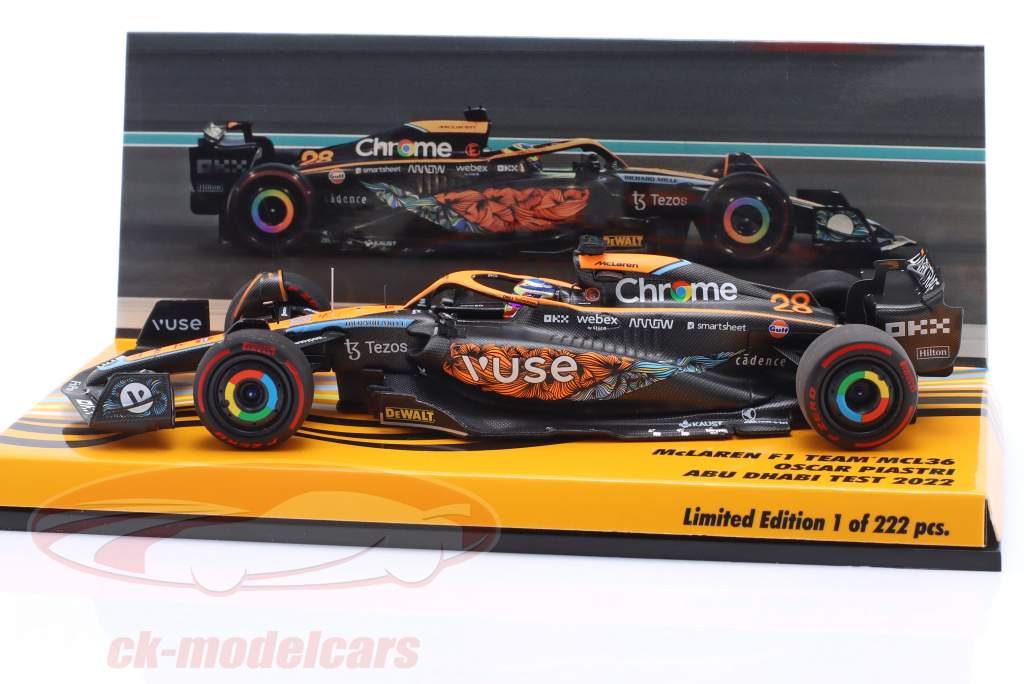 Minichamps 1/18 MCL36 D'Oscar Piastri – Test D'Abu Dhabi 2022 – Article De Collection Neuf Sous Blister