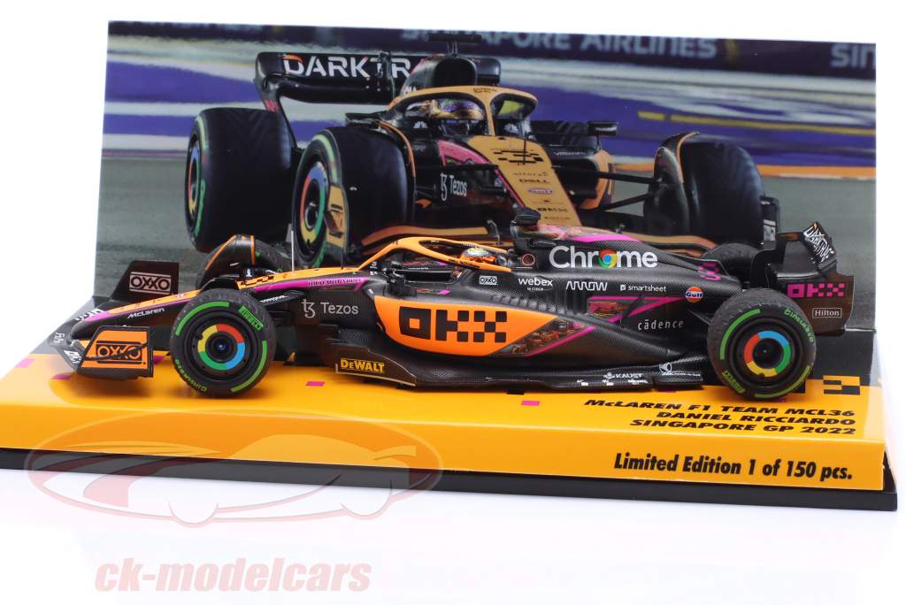 D. Ricciardo McLaren MCL36 #3 5 ª Cingapura GP Fórmula 1 2022 1:43 Minichamps