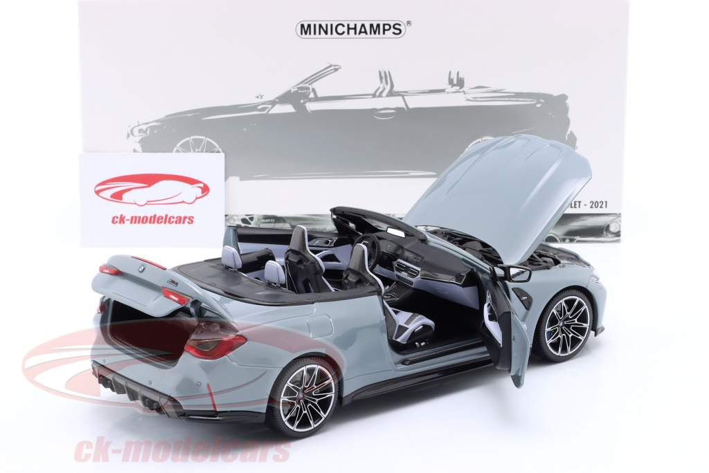 BMW M4 Cabriolet (G83) Baujahr 2021 grau metallic 1:18 Minichamps
