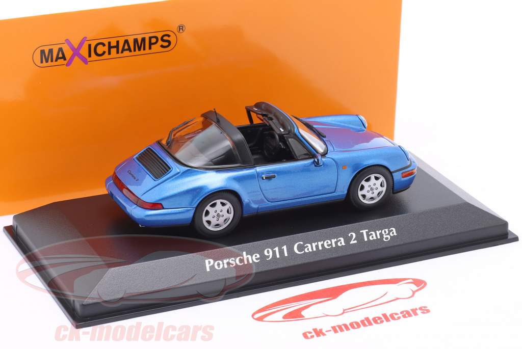 Porsche 911 (964) Carrera 2 Targa Baujahr 1991 blau metallic 1:43 Minichamps
