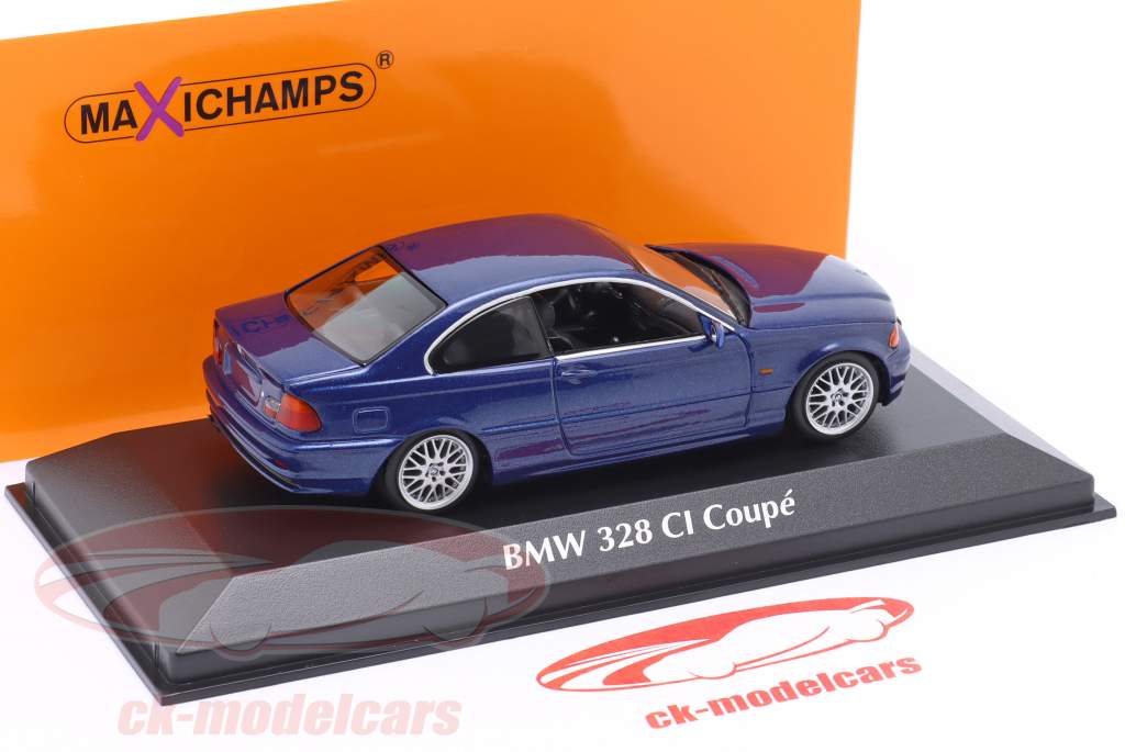 BMW 3 Series 328 Ci coupé (E46) Byggeår 1999 blå metallisk 1:43 Minichamps