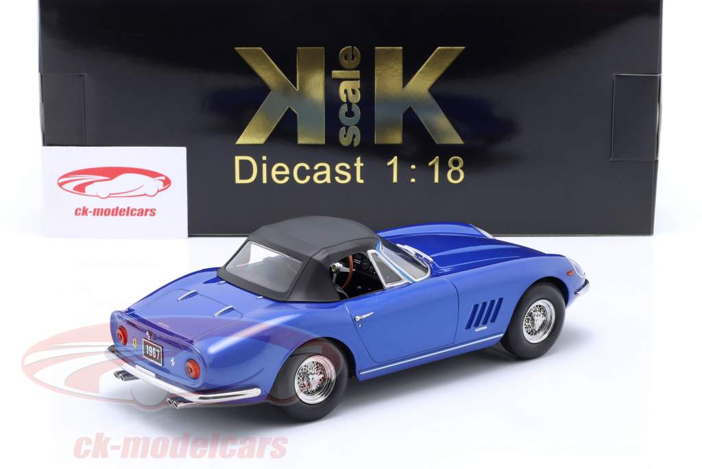 Ferrari 275 GTB/4 NART Spyder Bouwjaar 1967 blauw metalen 1:18 KK-Scale