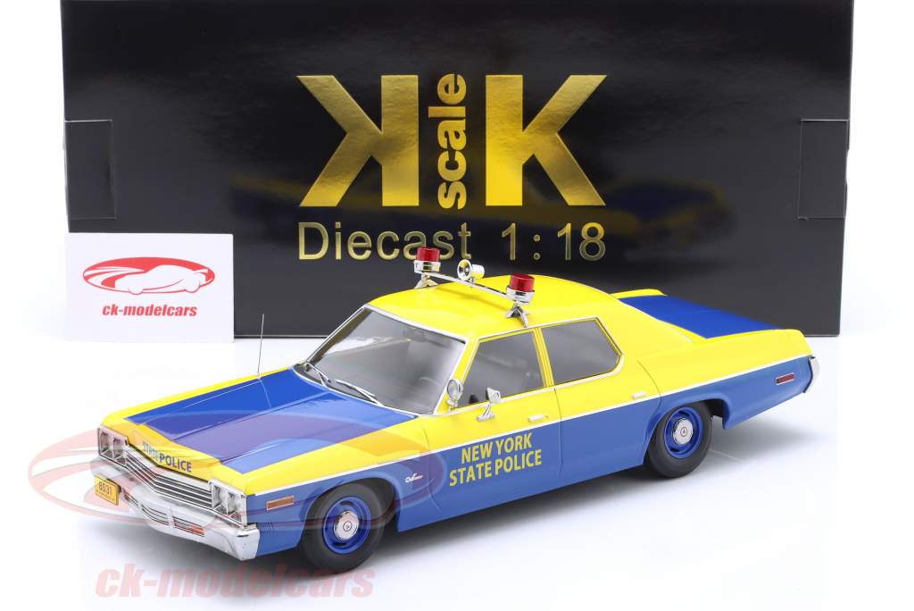 Dodge Monaco New York State Police 建设年份 1974 蓝色的 / 黄色的 1:18 KK-Scale