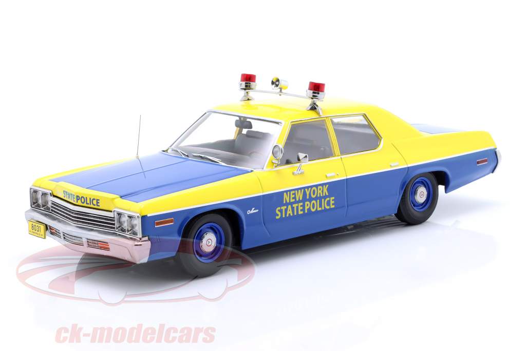 Dodge Monaco New York State Police Año de construcción 1974 azul / amarillo 1:18 KK-Scale
