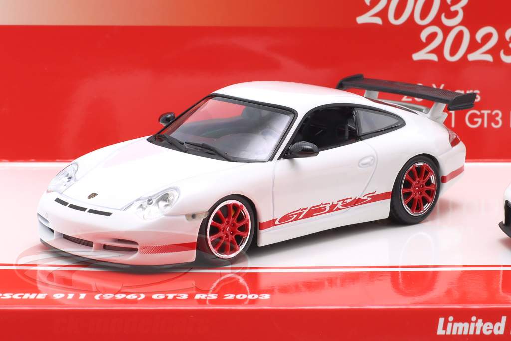 2-Car Set 20 Años Porsche 911 GT3 RS: 996 (2003) & 992 (2023) 1:43 Minichamps