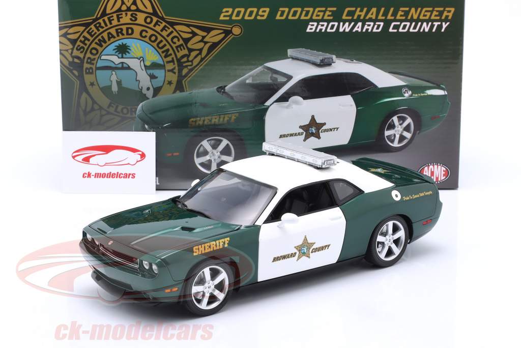 Dodge Challenger R/T Broward County Année de construction 2009 vert / blanc 1:18 GMP