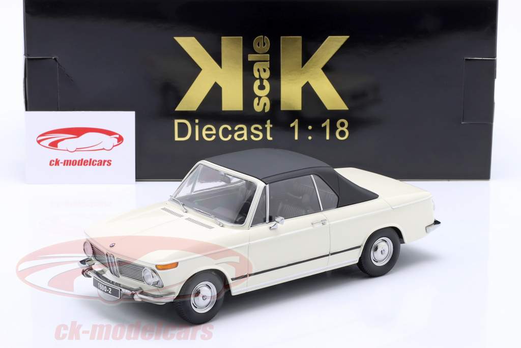 BMW 1600-2 Cabriolet year 1968 white 1:18 KK-Scale