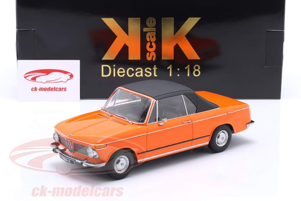 BMW 1600-2 Cabriolet Année de construction 1968 orange 1:18 KK-Scale