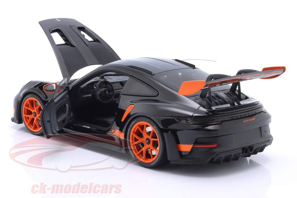 Porsche 911 (992) GT3 RS Год постройки 2022 черный / апельсин автомобильные диски 1:18 Minichamps