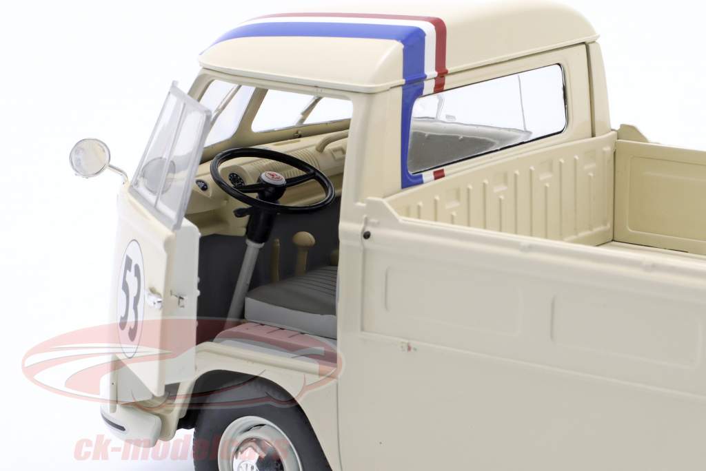 Volkswagen VW T1 Pick-Up Racer #53 Ano de construção 1950 creme branco 1:18 Solido