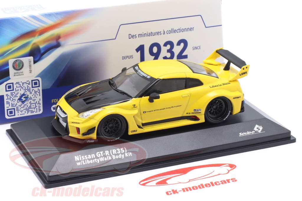 Solido 1:43 Nissan GT-R (R35) Liberty Walk Body Kit 2022 gelb 