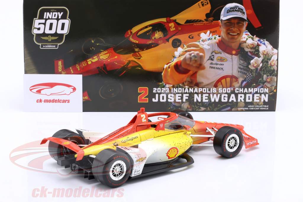 J. Newgarden Chevrolet #2 ganhador Indy500 IndyCar Series 2023 Sujo versão 1:18 Greenlight