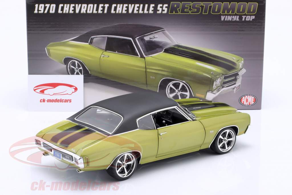 Chevrolet Chevelle SS Restomod と ビニール屋根 1970 緑 / 黒 1:18 GMP