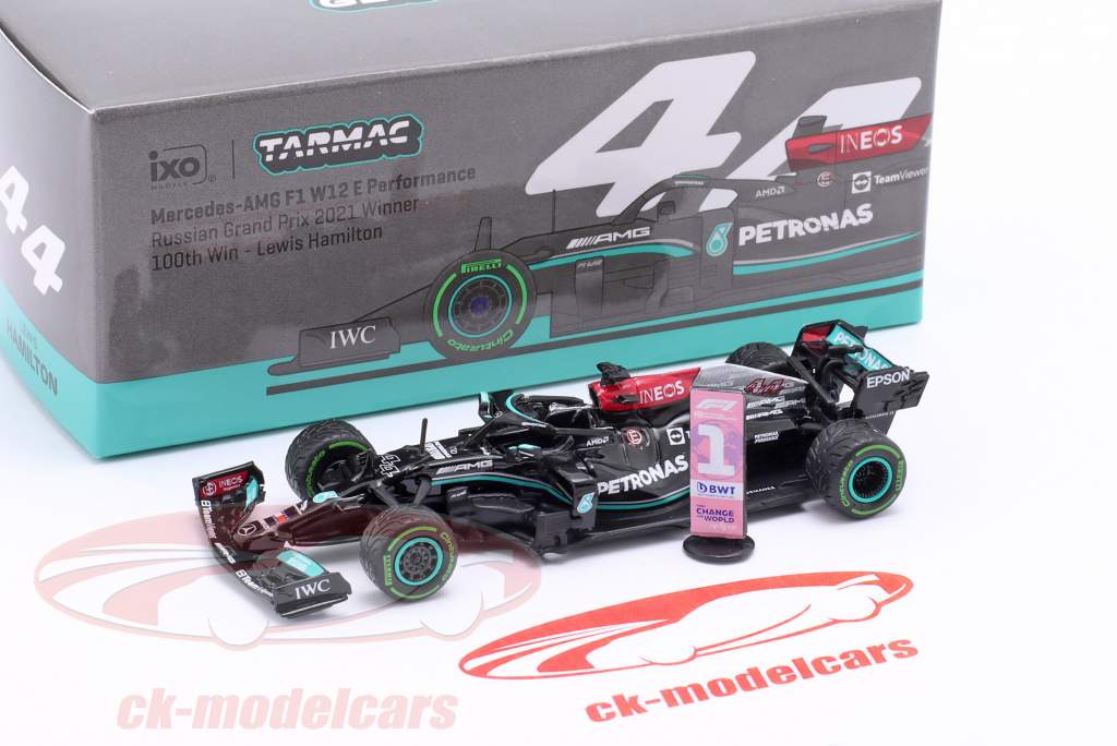 L. Hamilton Mercedes-AMG F1 W12 #44 100th 大奖赛胜利 Sotchi 公式 1 2021 1:64 Tarmac Works