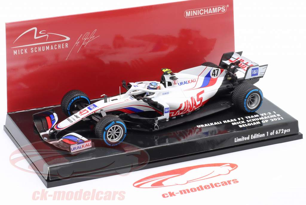 Mick Schumacher Haas VF-21 #47 Bélgica GP fórmula 1 2021 1:43 Minichamps