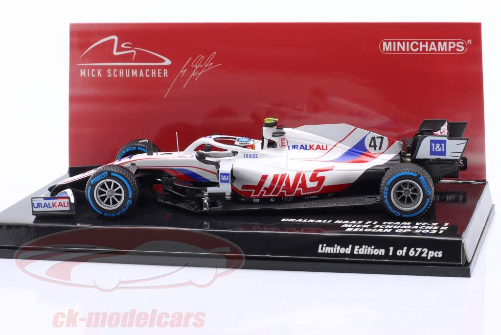 Mick Schumacher Haas VF-21 #47 Bélgica GP fórmula 1 2021 1:43 Minichamps