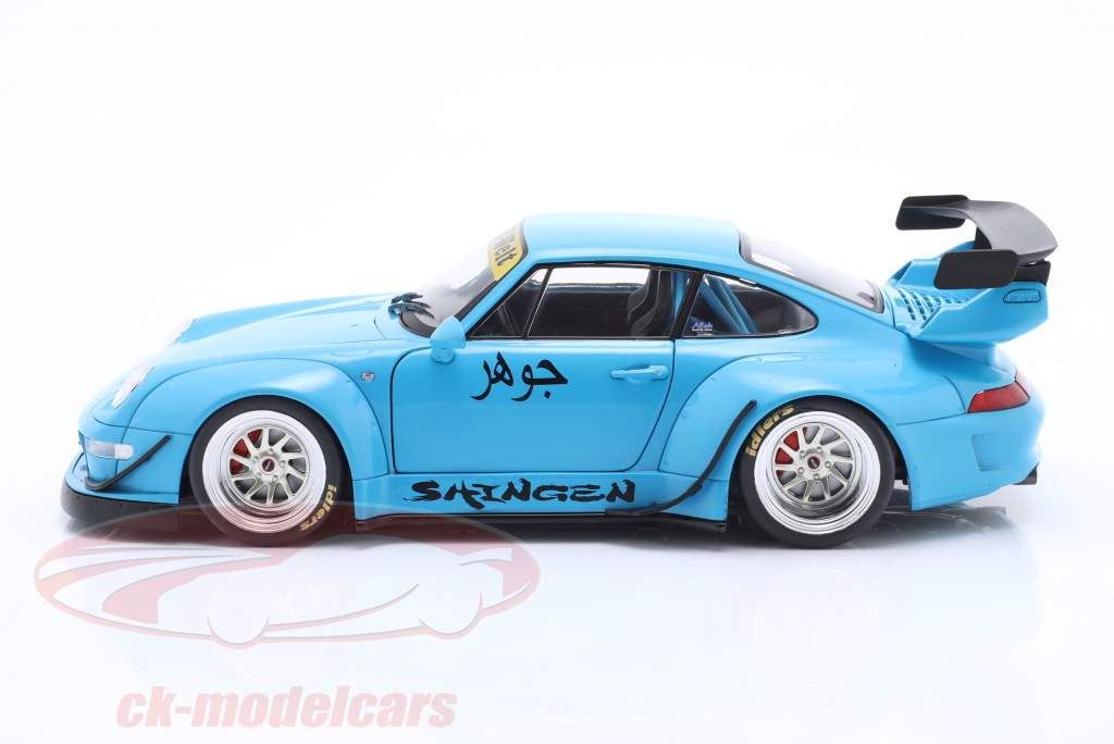 Porsche 911 (993) RWB Rauh-Welt Body-Kit Shingen 2018 Miami blauw 1:18 Solido