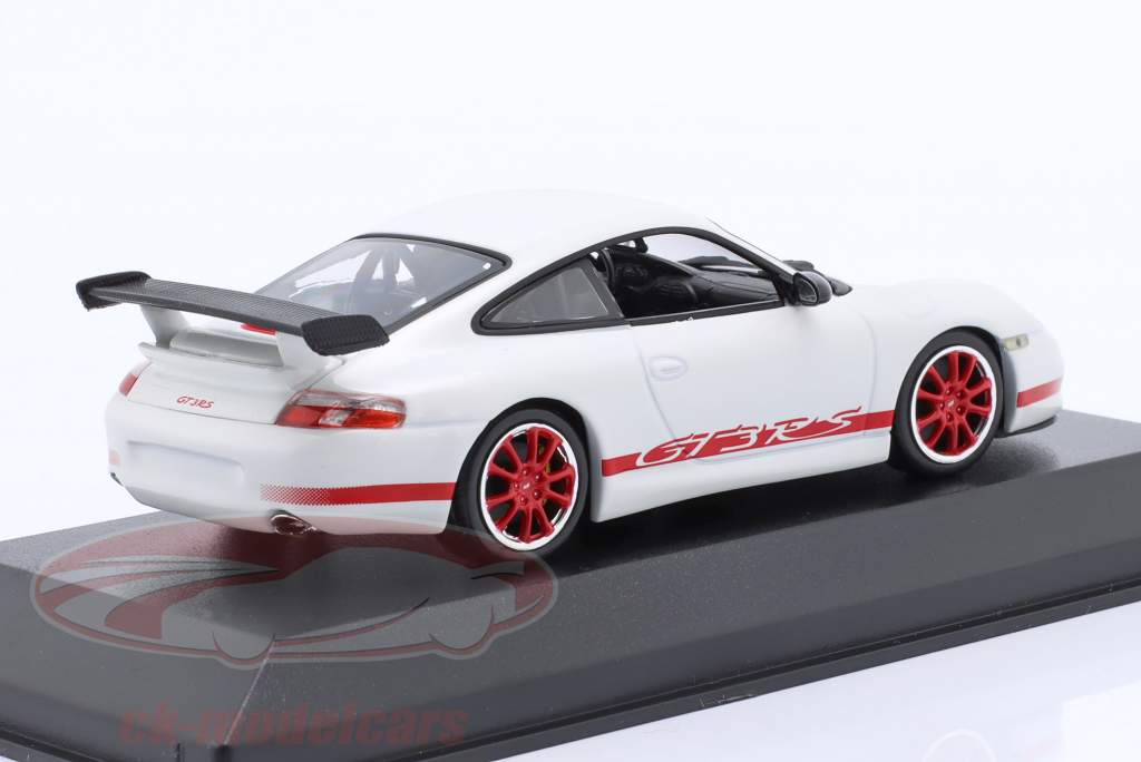 Porsche 911 (996) GT3 RS Año de construcción 2002 blanco / Rojo llantas 1:43 Minichamps