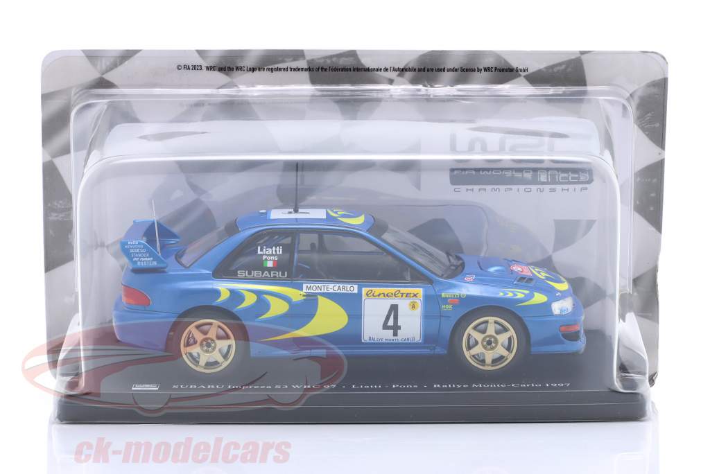 Subaru Impreza S3 WRC #4 ganhador Rallye Monte Carlo 1997 Liatti, Pons 1:24 Altaya