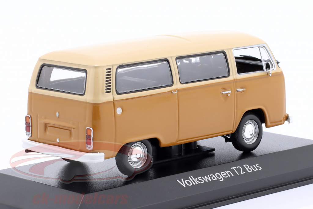 Volkswagen VW T2 autobús Año de construcción 1972 beige / marrón 1:43 Minichamps