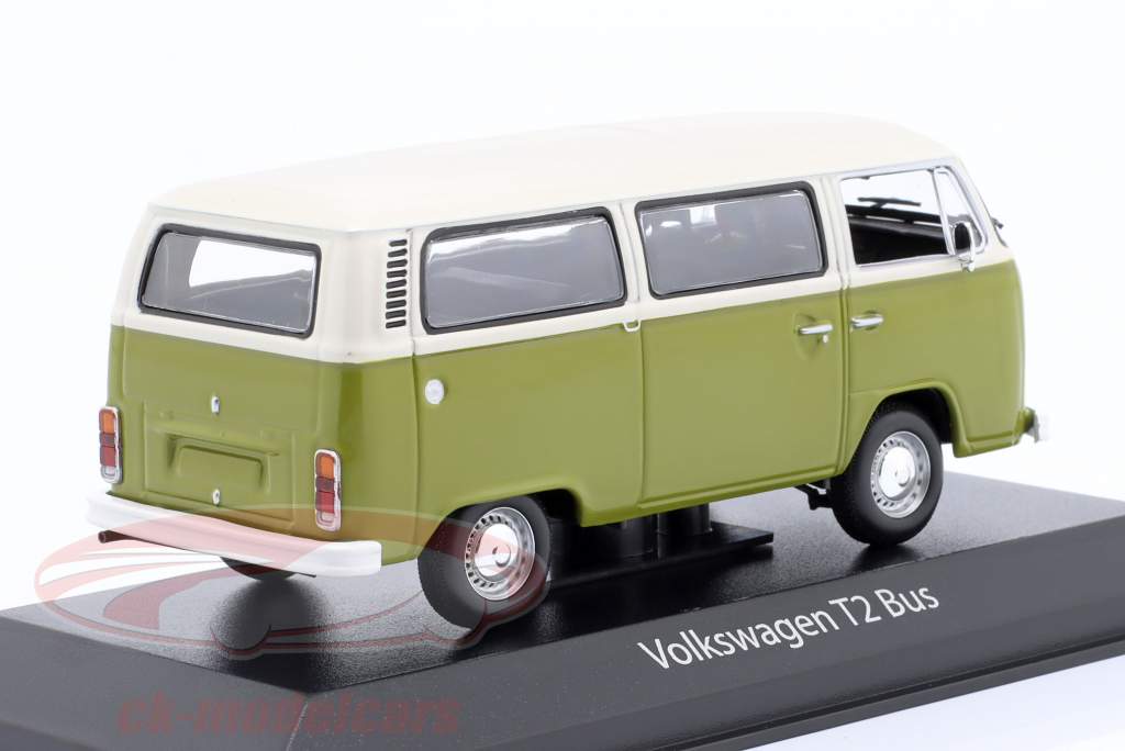 Volkswagen VW T2 Bus Año de construcción 1972 verde / blanco 1:43 Minichamps