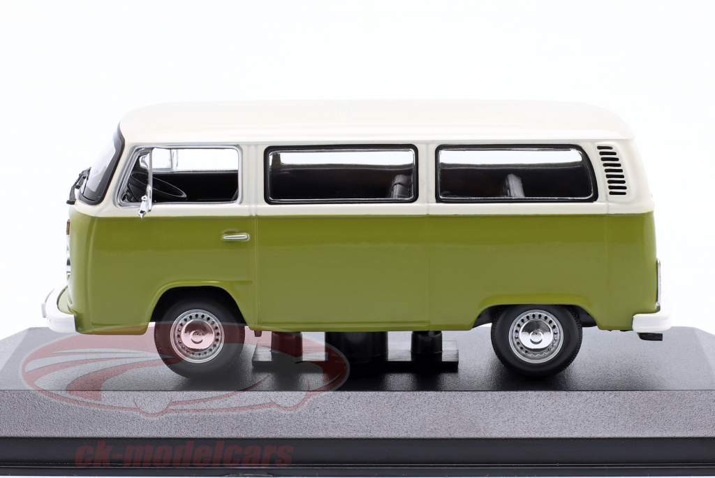 Volkswagen VW T2 Bus Ano de construção 1972 verde / branco 1:43 Minichamps