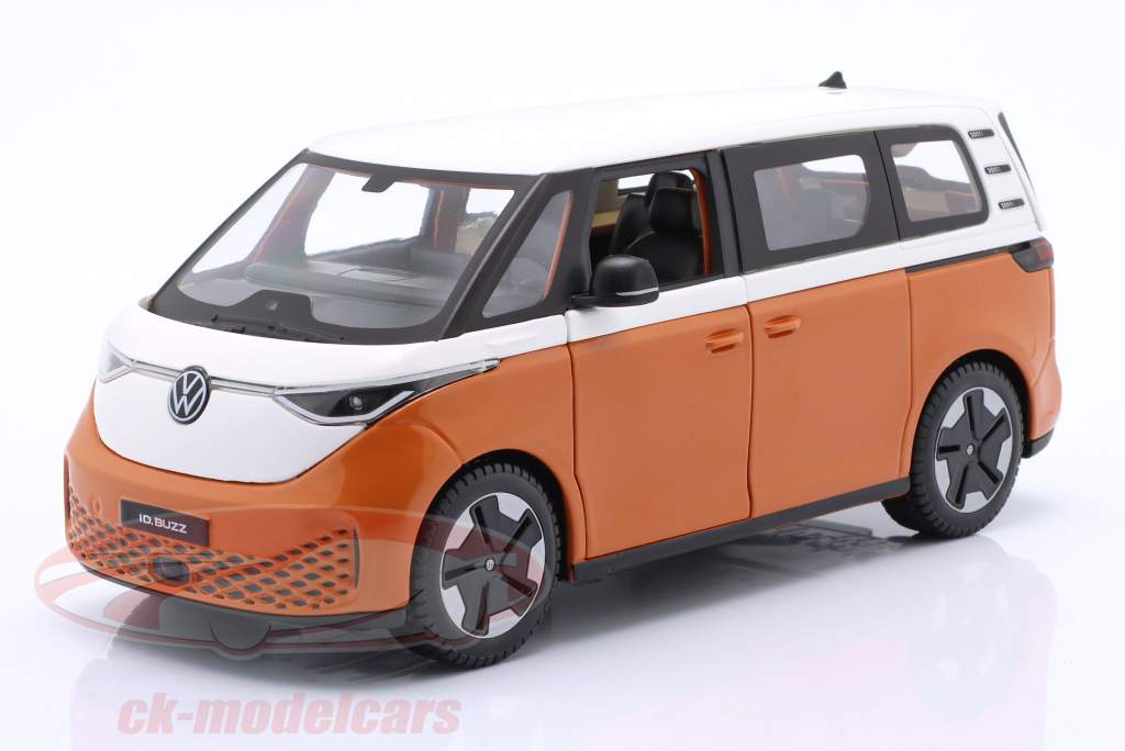 Volkswagen VW ID. Buzz Byggeår 2023 orange / hvid 1:24 Maisto