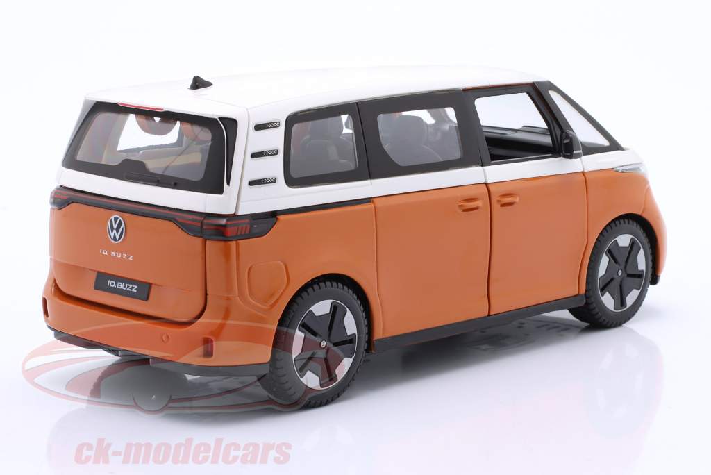Volkswagen VW ID. Buzz year 2023 orange / white 1:24 Maisto