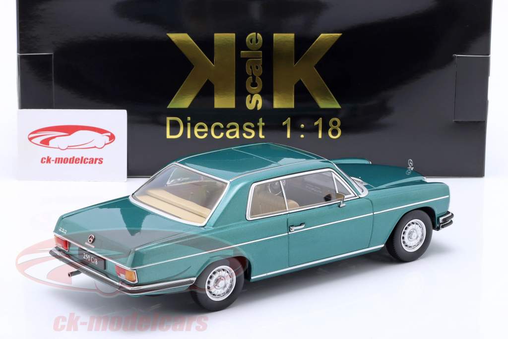 Mercedes-Benz 280C/8 (W114) Coupe Ano de construção 1969 verde metálico 1:18 KK-Scale