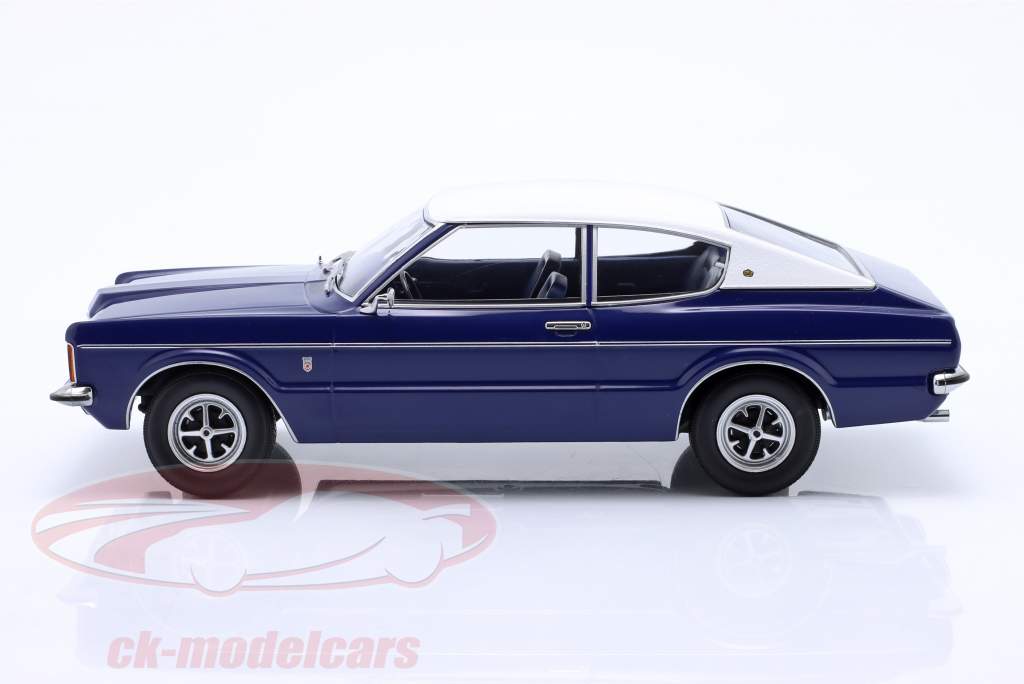 Ford Taunus GXL Coupe Année de construction 1971 bleu foncé / blanc 1:18 KK-Scale
