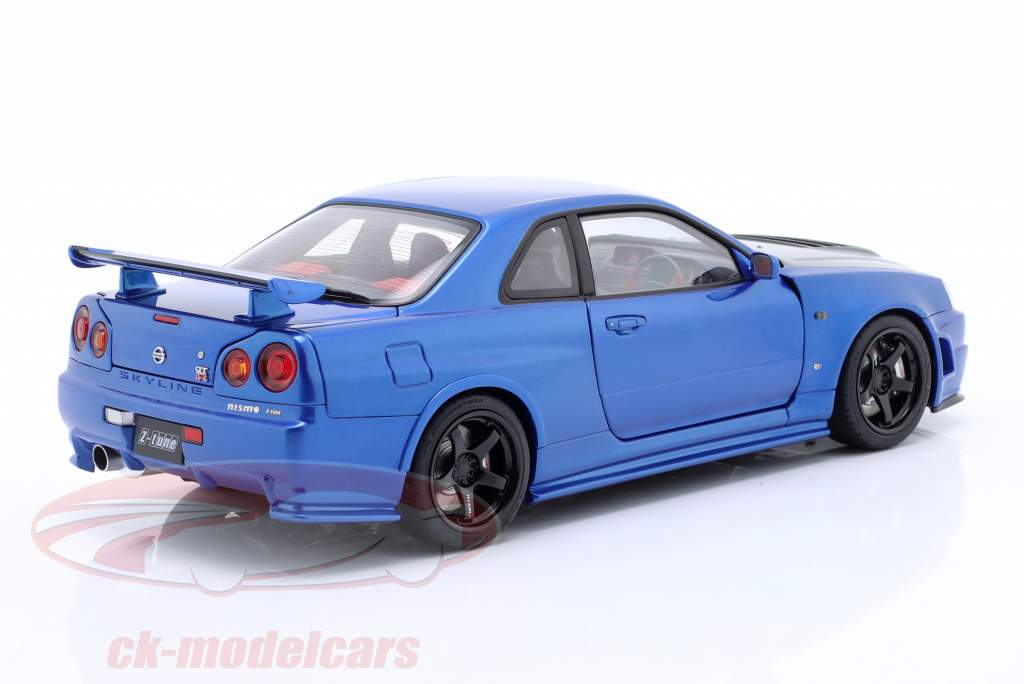 Nissan Skyline GT-R (R34) Nismo Z-Tune 2005 blauw / zwart 1:18 AUTOart